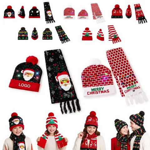 LED Light-Up Beanie & Scarf Set with Glow