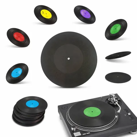 Recycled Vinyl Record Coasters, Retro Music-Themed Drink 2