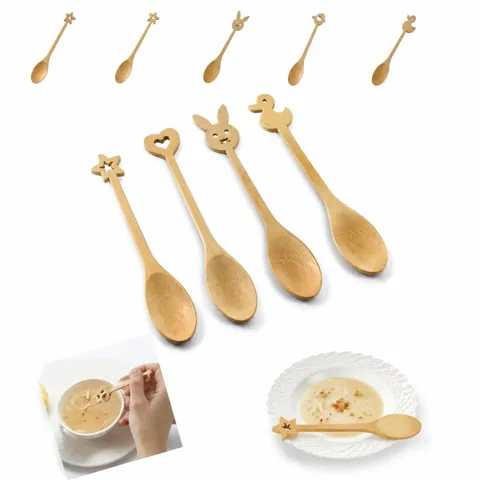Bamboo Cartoon Dessert Spoon for Ice Cream and Sweet Treats 2