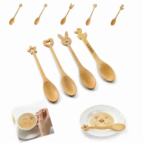 Bamboo Cartoon Dessert Spoon for Ice Cream and Sweet Treats