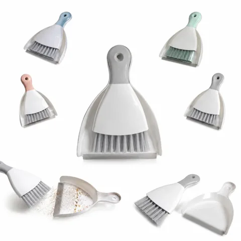 Compact Dustpan & Broom Set with Rubber Lip for Hard Floors 2
