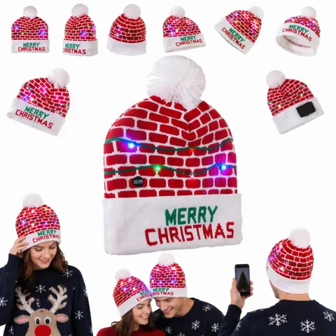 LED Christmas Hat with Glowing Lights for Holiday Parties 2