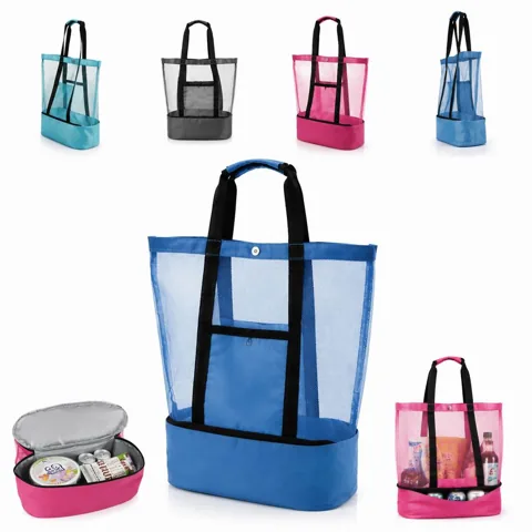 Thermal Insulated Beach Mesh Bag with Drawstring 2