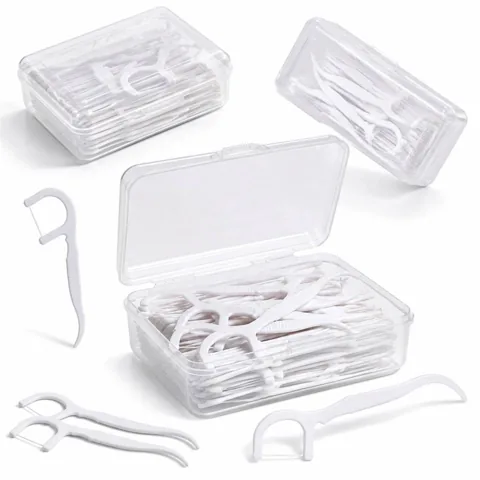 Flat Floss Sticks 50-Pack, Disposable Dental Picks 2