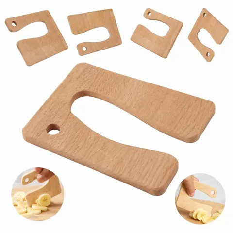 Kids Wooden Toy Knife Safe Pretend Play Cutting Tool 2