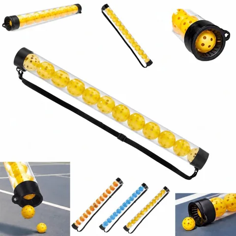 Pickleball Ball Retriever Tube with Shoulder Strap, Holds 2