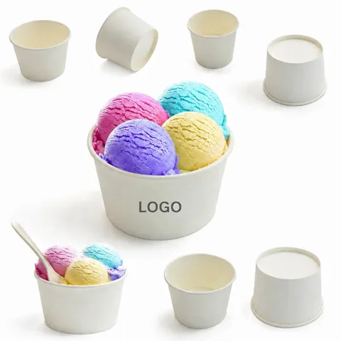 8oz Disposable Leak-Proof Paper Ice Cream Cups for Frozen