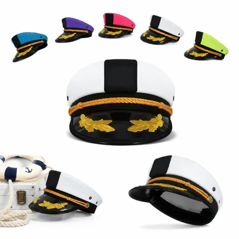 Adjustable Sailor Hat with Faux Leather Brim for Costume 2