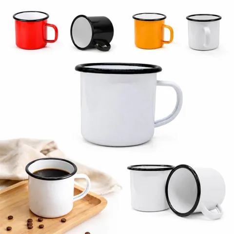 Enamel Camping Mug 12oz with Black Rim, Rust-Resistant Steel 2