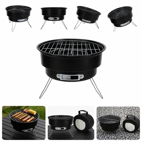 Portable Round BBQ Grill with Foldable Tripod and Carry Bag 2