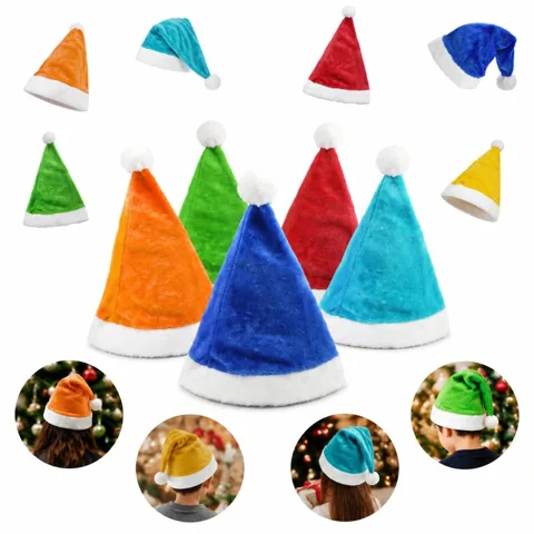 Luxurious Velvet Christmas Hat with Fluffy Pom-Pom 2