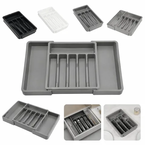 Expandable Cutlery Organizer with Adjustable Compartments 2