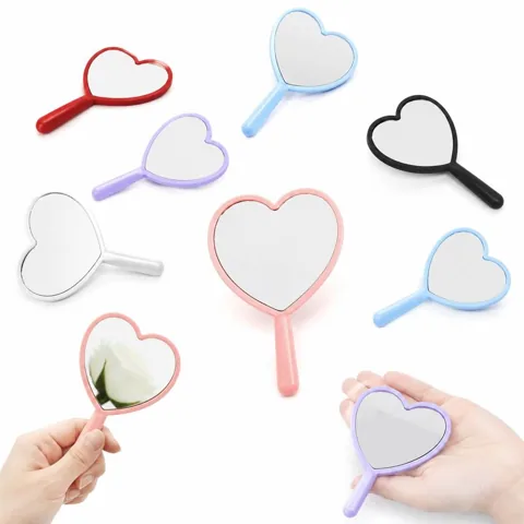 Portable Heart-Shaped Hand Mirror for Makeup & Grooming 2