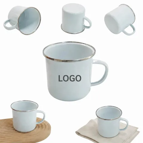 12oz Enamel Camping Mug, Durable Steel Outdoor Coffee Cup