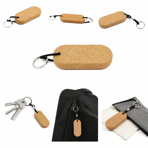 Eco Cork Keychain Floating Oval Key Ring for Water Sports 2