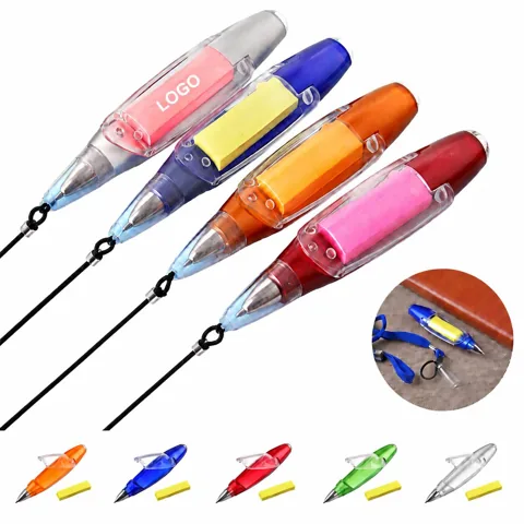 Multifunction Ballpoint Pen with Flashlight and Sticky Notes