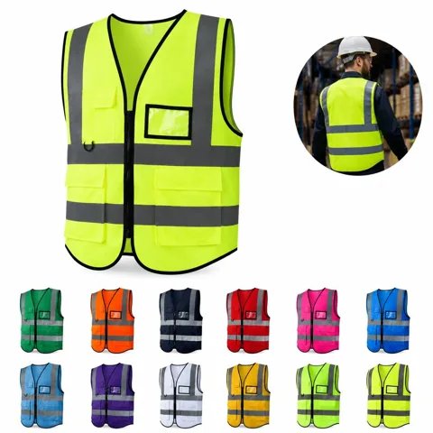 Reflective Safety Vest with Pockets and Front Zipper 2