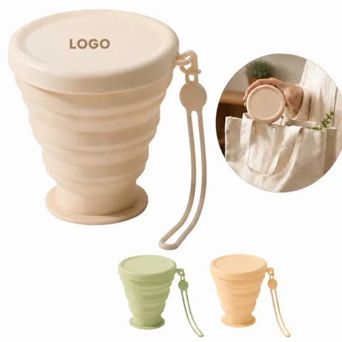 Collapsible Silicone Travel Cup with 3 Lids, 7oz Foldable