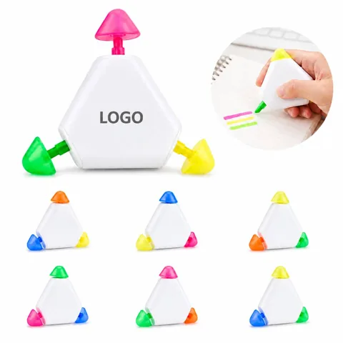 Triangular Mini Highlighter 3-Pack, 3-Color Markers for Everyday Use