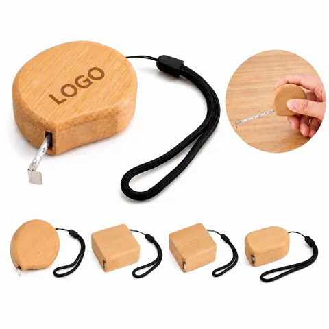 Retractable Bamboo Tape Measure with Wrist Band, 150cm