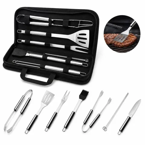 Stainless Steel 9-Piece BBQ Grill Tool Set with Storage Case 2