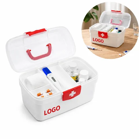 Double-Layer First Aid Kit with Handle for Home Emergency