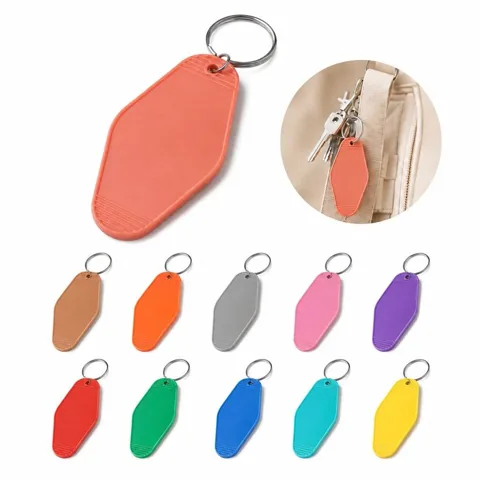 Vintage ABS Hotel Key Tag with Metal Ring, Durable Plastic 2