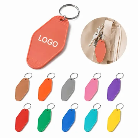 Vintage ABS Hotel Key Tag with Metal Ring, Durable Plastic