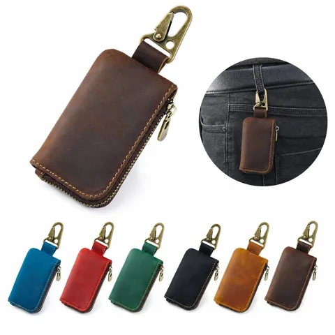 Genuine Cowhide Leather Multi-Slot Key Organizer Case 2