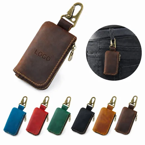 Genuine Cowhide Leather Multi-Slot Key Organizer Case