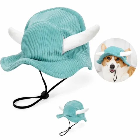 Adjustable Corduroy Pet Sun Hat with Ear Holes 2