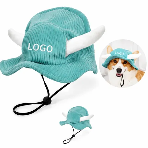 Adjustable Corduroy Pet Sun Hat with Ear Holes