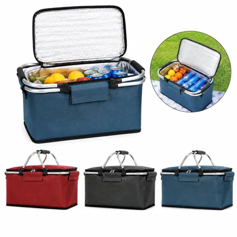 Foldable Insulated Picnic Basket with Secure Lid and Handle 2