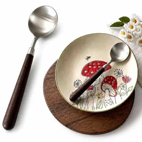 Stainless Steel Spoon with Walnut Wood Handle, 2