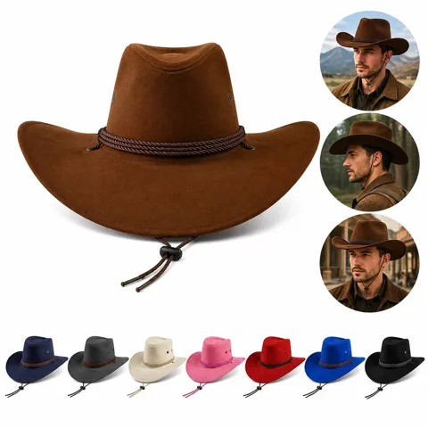 Foldable Cowboy Hat for Adults with Wide Brim Sun Protection 2