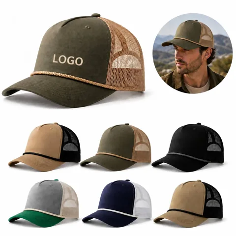 Custom Cotton Trucker Cap with Mesh Back and Snapback