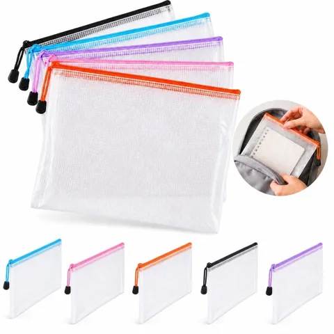 Waterproof A4 Mesh Zipper Pouch for Organizing Documents & 2