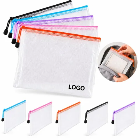 Waterproof A4 Mesh Zipper Pouch for Organizing Documents &