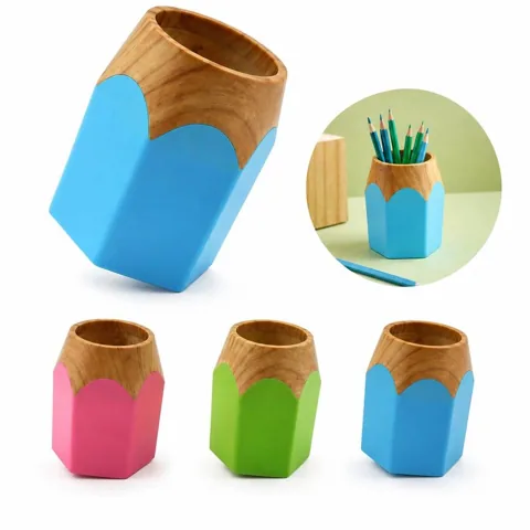 Pencil-Shaped Pen Holder Desk Organizer for Office School 2