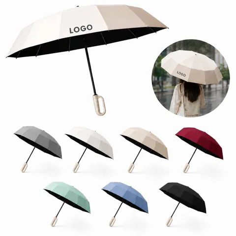 Compact UV-Proof Folding Umbrella with Carabiner Handle