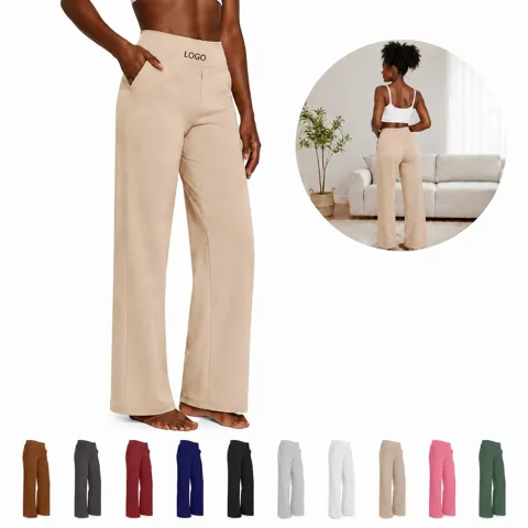 High Waist Wide Leg Yoga Pants with Pockets 3XL