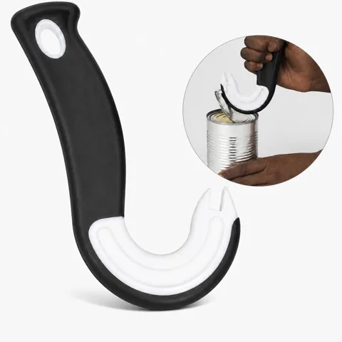 Hook-Shaped Can Opener with Ergonomic Handle for Easy 2