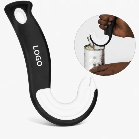 Hook-Shaped Can Opener with Ergonomic Handle for Easy