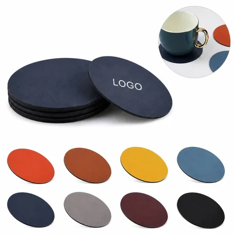 Non-Slip Faux Leather Round Placemats for Dining Table