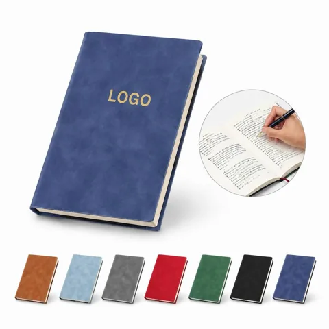 A5 Leatherette Lined Notebook, 80 Sheets, Lay-Flat Design