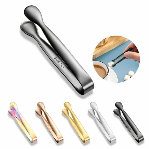 Stainless Steel Ice Tongs with Serrated Tips for Secure Grip 2