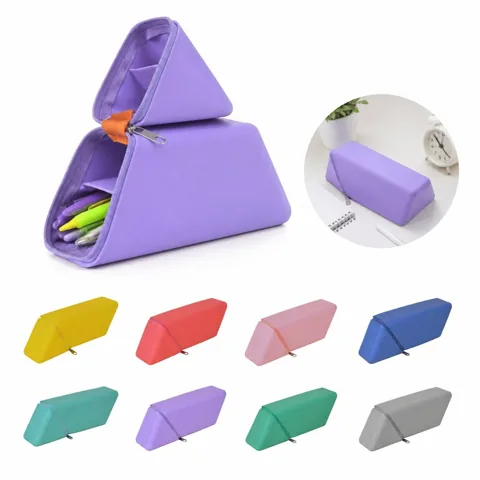 Triangular Silicone Pen Case Portable Soft Pencil Holder 2