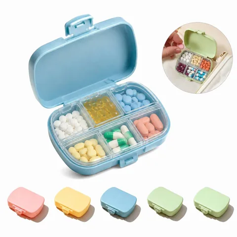 6-Compartment Pill Dispenser Case with Transparent Lids for Everyday Use 2