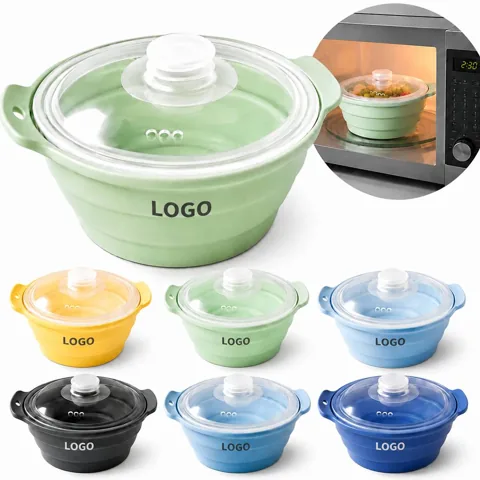 Collapsible Silicone Steamer Pot with Lid for Microwave