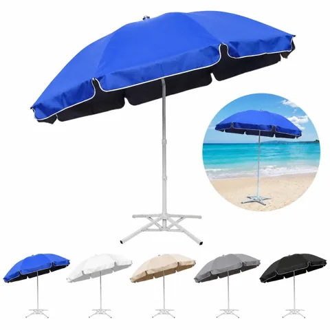 UV-Proof Foldable Beach Umbrella with Sand Anchor 2